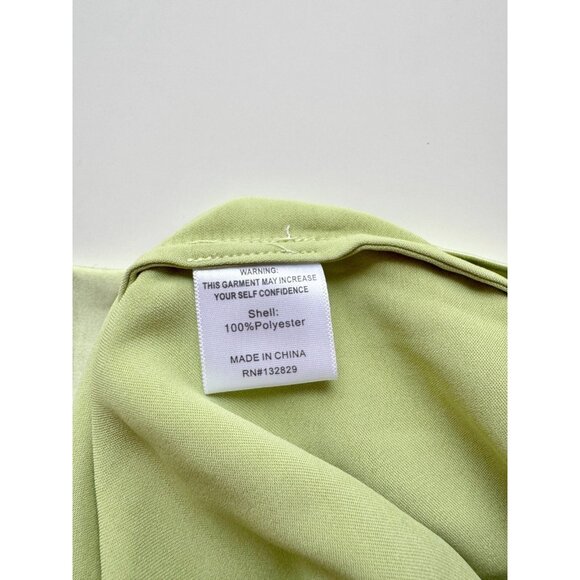 SONG OF STYLE Marta Pistachio Green Satin Mini Kimono Tie Shirt Dress, Size L - Picture 15 of 16